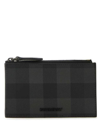Luxury Burberry Check Zip Card Wallet Grey