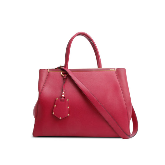 Fendi Red Vitello Elite Leather Medium 2Jours Tote
