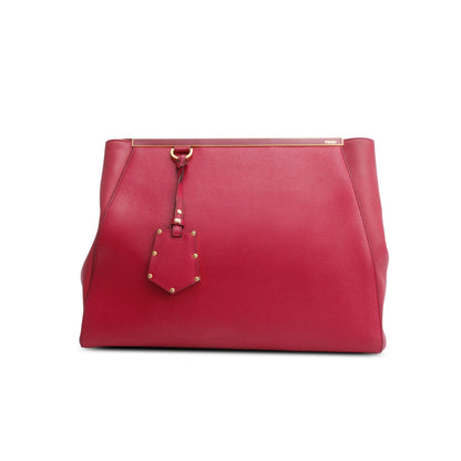 Fendi Red Vitello Elite Leather Medium 2Jours Tote
