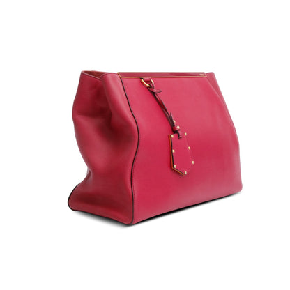 Fendi Red Vitello Elite Leather Medium 2Jours Tote