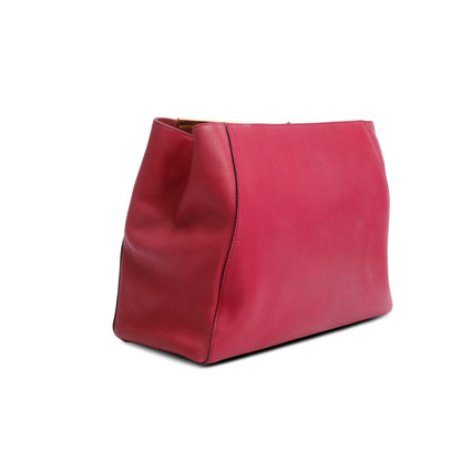 Fendi Red Vitello Elite Leather Medium 2Jours Tote