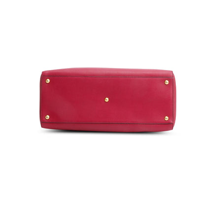 Fendi Red Vitello Elite Leather Medium 2Jours Tote
