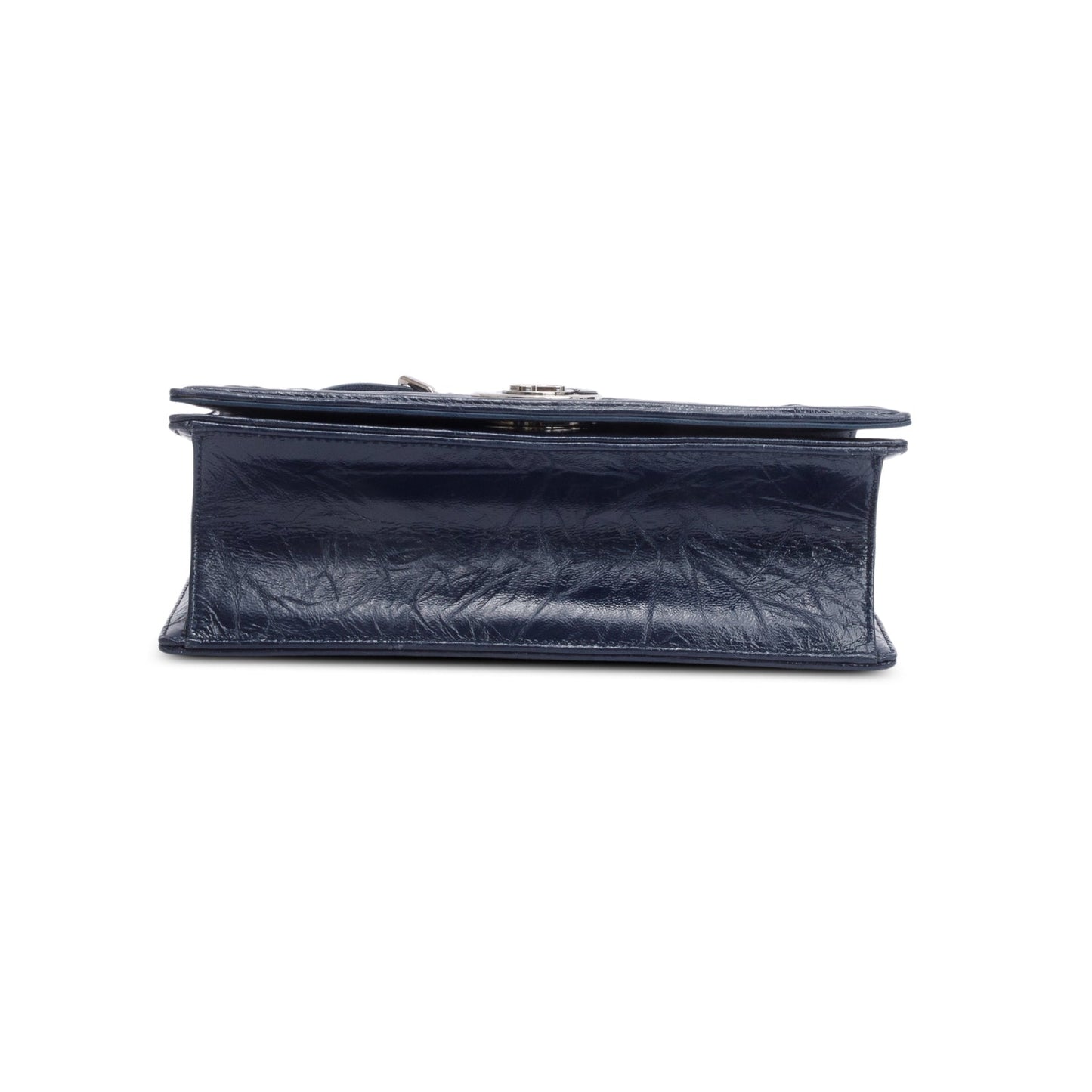 Christian Dior Navy Crinkled Cannage Leather Crystal Embellished Medium Diorama Flap Bag