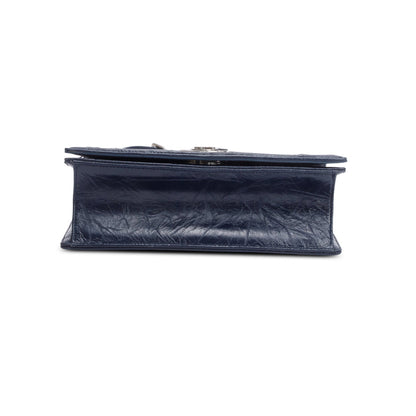 Christian Dior Navy Crinkled Cannage Leather Crystal Embellished Medium Diorama Flap Bag