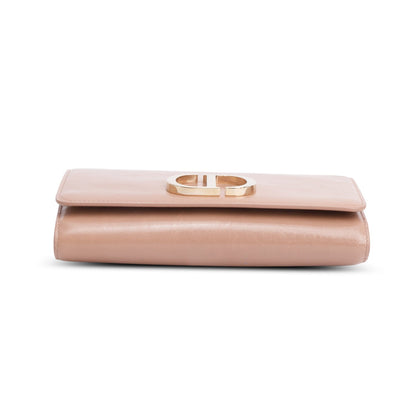Christian Dior Beige Crinkled Leather 30 Montaigne Wallet on Chain