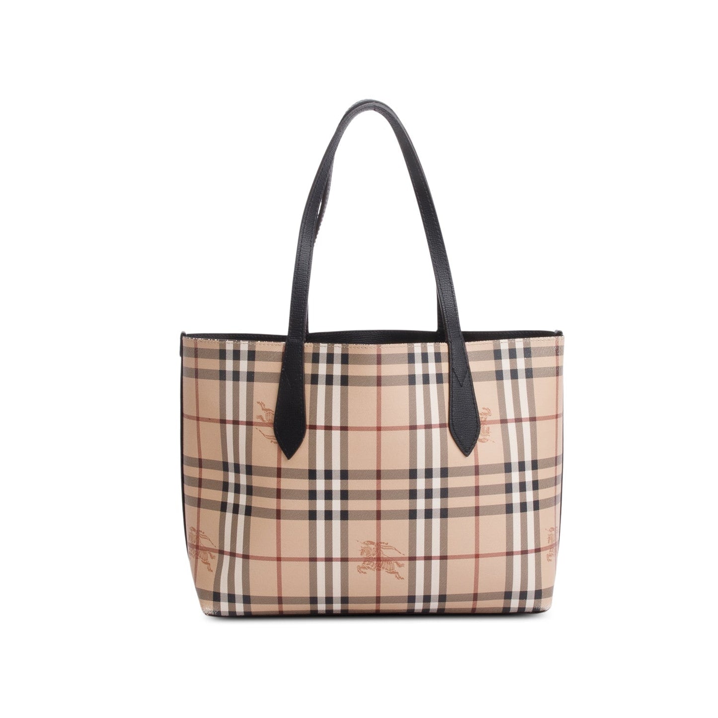 Burberry Black Calfskin Leather House Check Small Reversible Tote