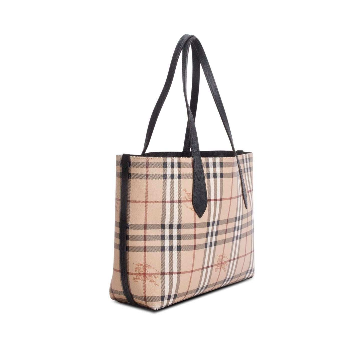 Burberry Black Calfskin Leather House Check Small Reversible Tote