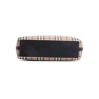 Burberry Black Calfskin Leather House Check Small Reversible Tote