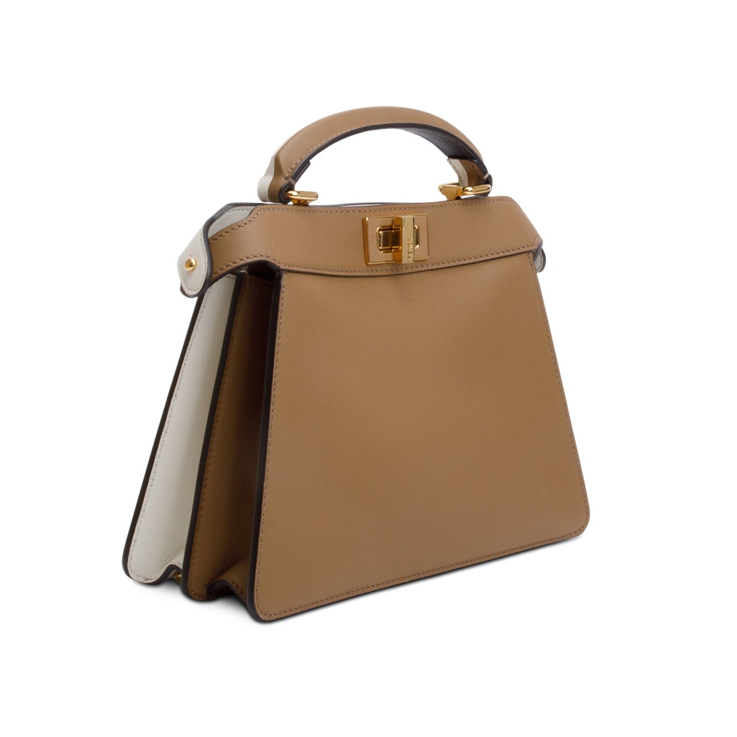 Fendi White/Tan Bicolor Nappa Leather Small Peekaboo ISeeU Bag