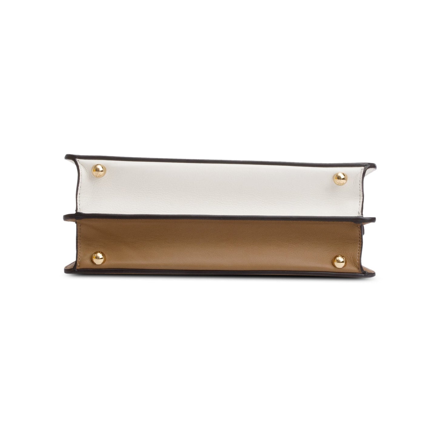 Fendi White/Tan Bicolor Nappa Leather Small Peekaboo ISeeU Bag