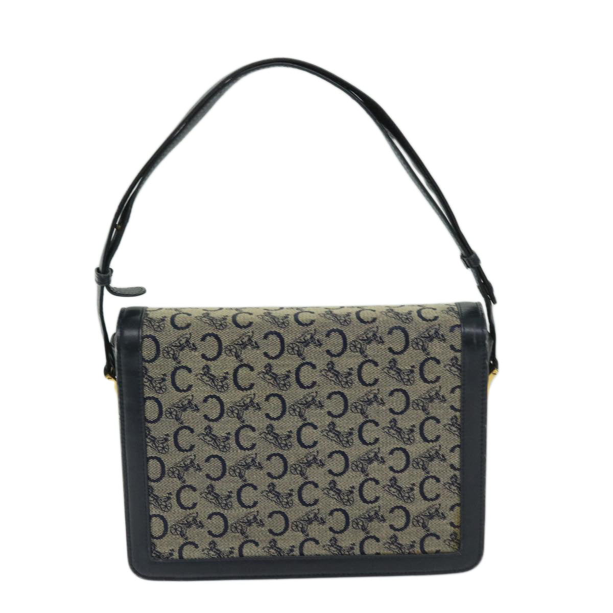 Luxury CELINE C Macadam Canvas Shoulder Bag Navy  63157