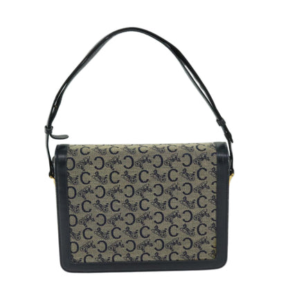 Luxury CELINE C Macadam Canvas Shoulder Bag Navy  63157