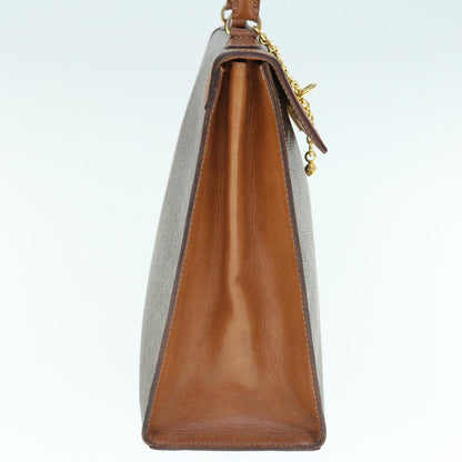 Luxury CELINE Macadam Canvas Hand Bag PVC Leather Brown  63166