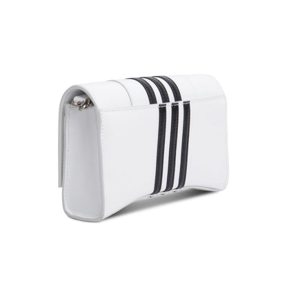 Balenciaga x Adidas White/Black Striped Leather Hourglass Chain Wallet