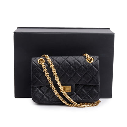 Chanel Black Quilted Aged Calfskin Leather Mini 2.55 Reissue Flap Bag