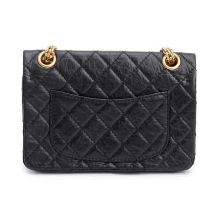 Chanel Black Quilted Aged Calfskin Leather Mini 2.55 Reissue Flap Bag
