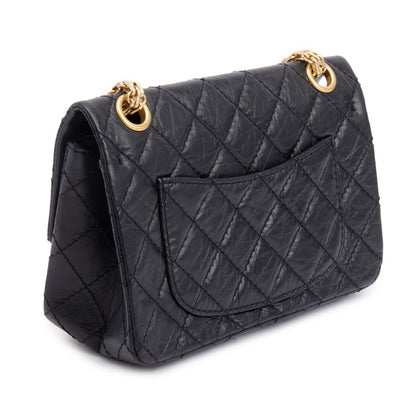 Chanel Black Quilted Aged Calfskin Leather Mini 2.55 Reissue Flap Bag