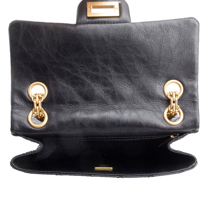 Chanel Black Quilted Aged Calfskin Leather Mini 2.55 Reissue Flap Bag