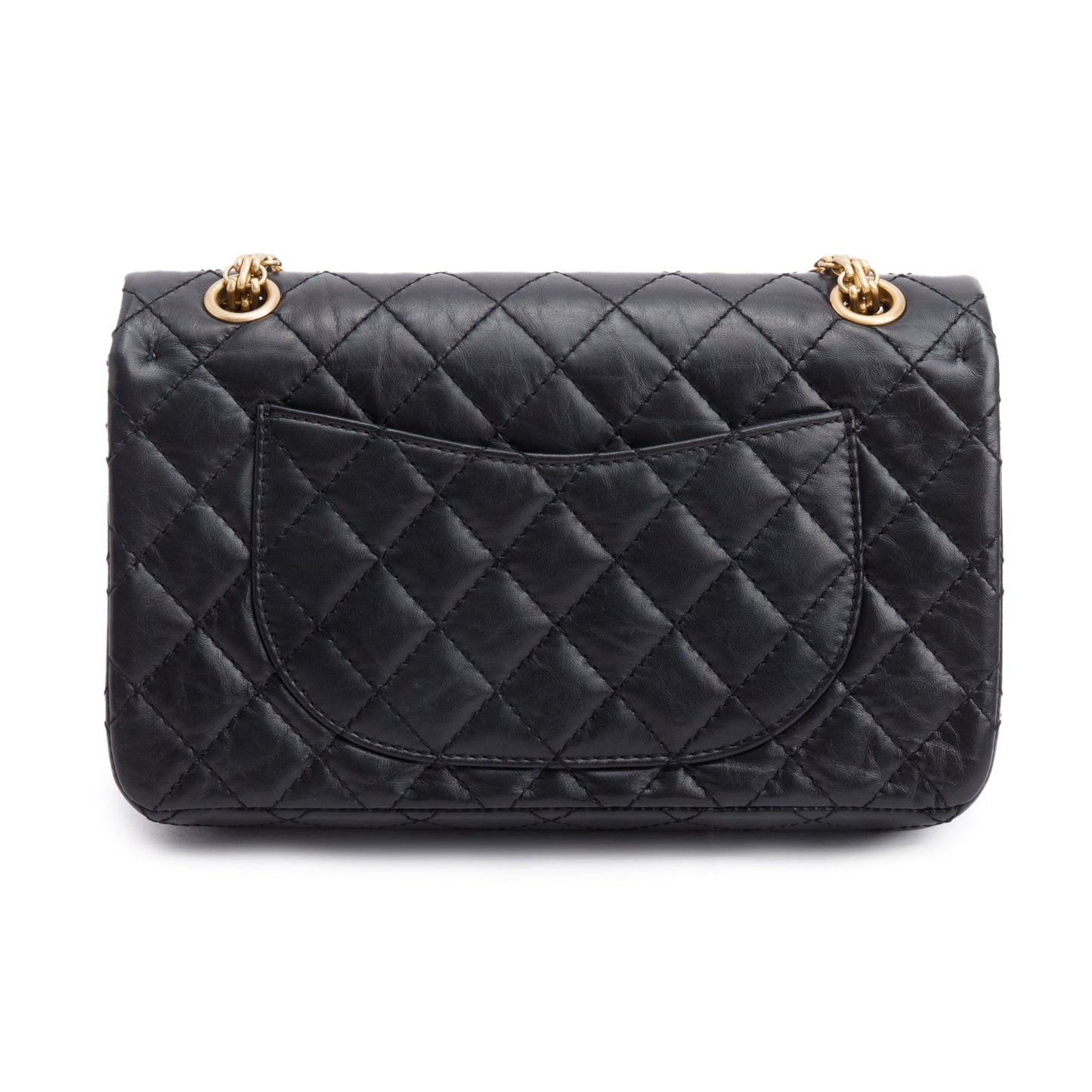 Chanel Black Aged Calfskin Leather 2.55 Reissue 225 Double Flap Bag