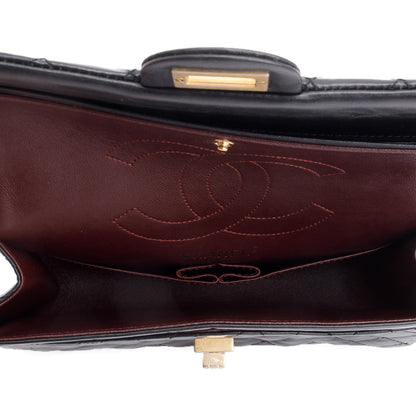 Chanel Black Aged Calfskin Leather 2.55 Reissue 225 Double Flap Bag