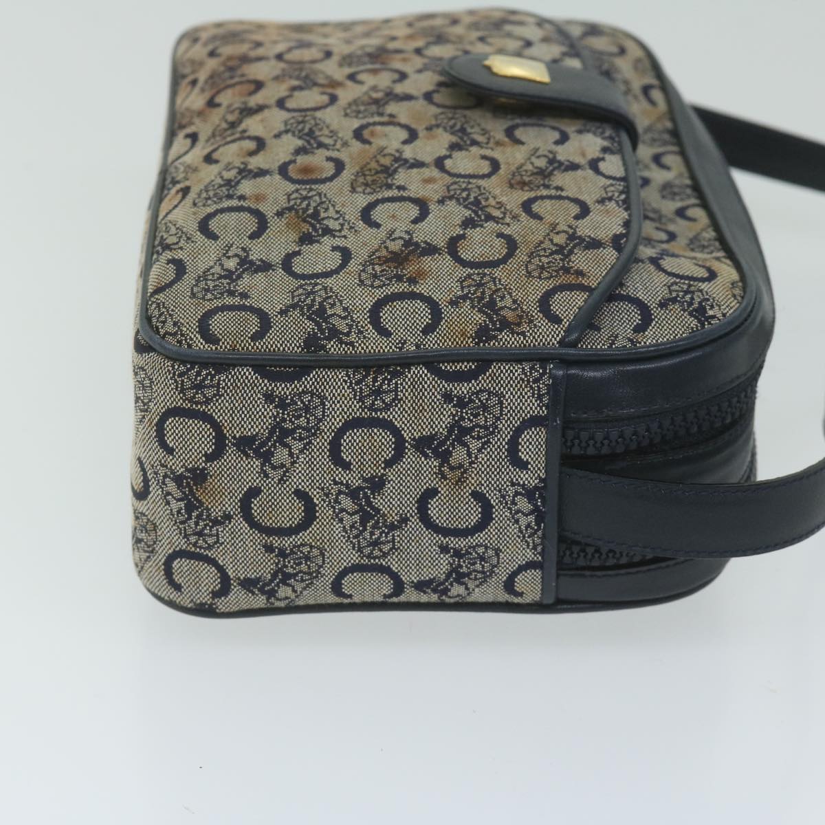 Luxury CELINE C Macadam Canvas Shoulder Bag Navy  63227