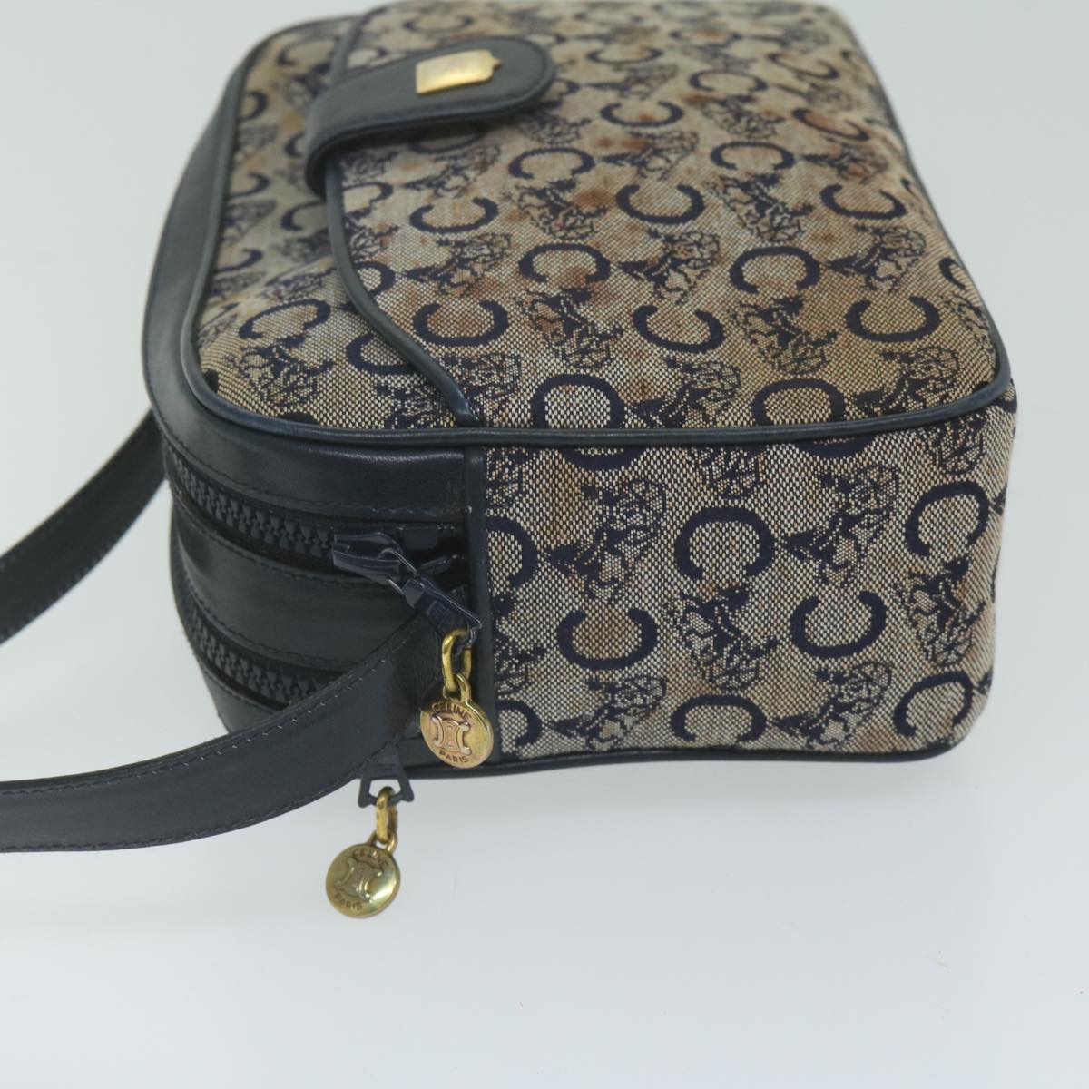 Luxury CELINE C Macadam Canvas Shoulder Bag Navy  63227