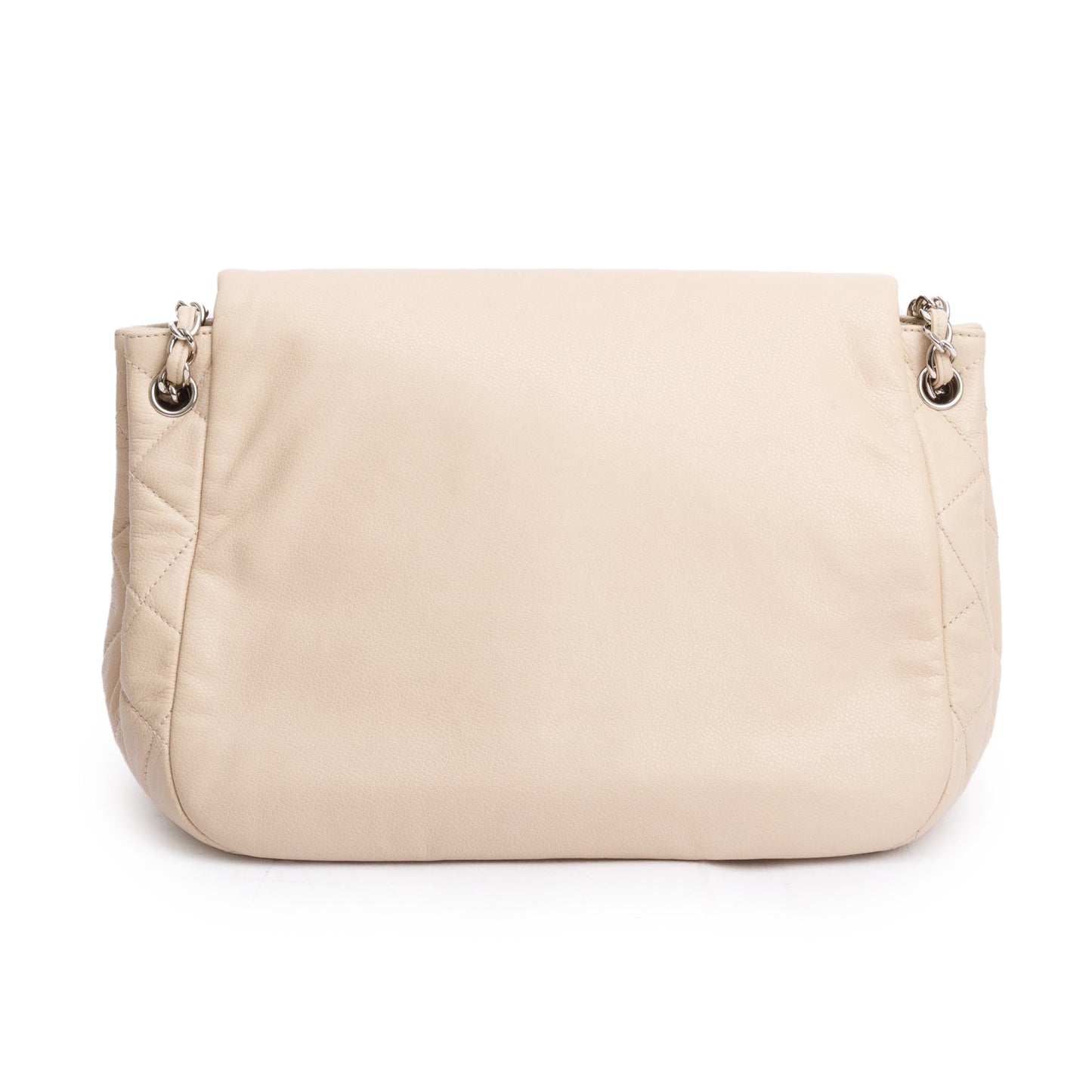 Chanel White Caviar Leather CC Timeless Accordion Flap Bag