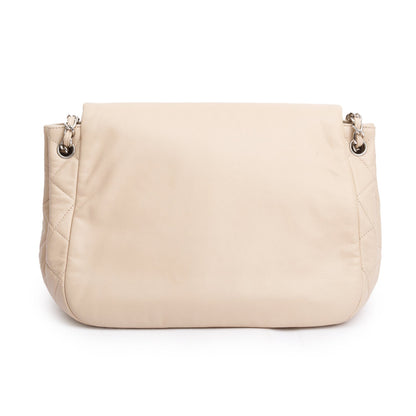 Chanel White Caviar Leather CC Timeless Accordion Flap Bag
