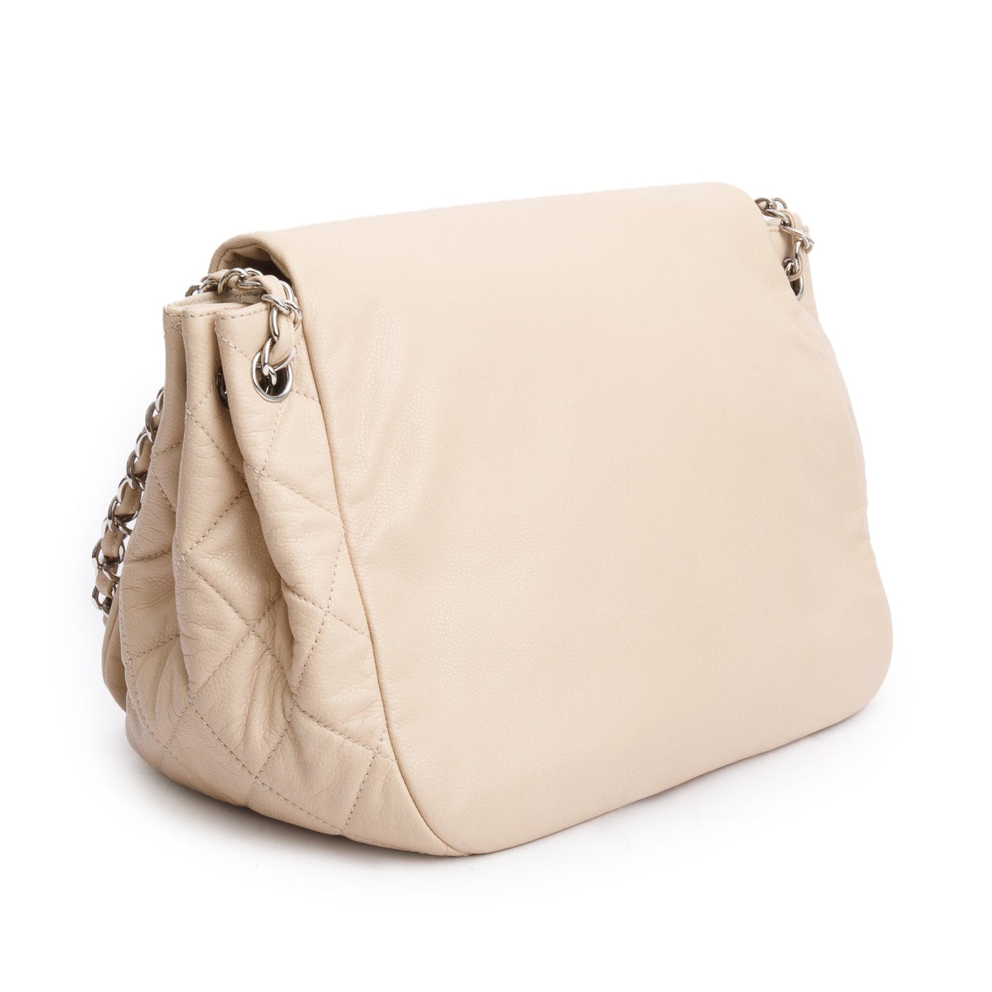 Chanel White Caviar Leather CC Timeless Accordion Flap Bag