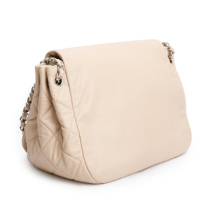 Chanel White Caviar Leather CC Timeless Accordion Flap Bag
