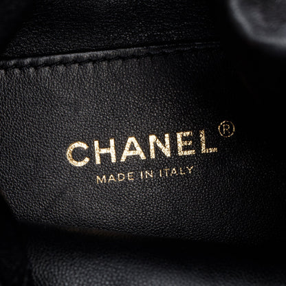 Chanel 2021 Black Calfskin Leather Chain is More Bucket Bag