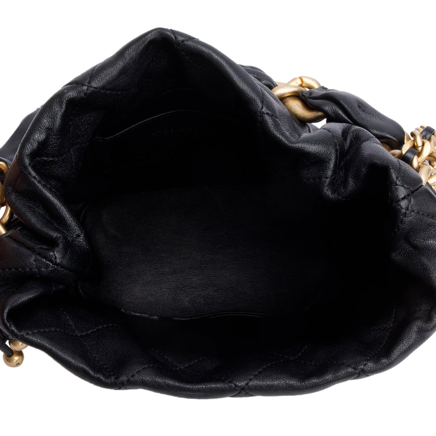 Chanel 2021 Black Calfskin Leather Chain is More Bucket Bag