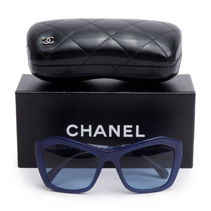 Chanel 5296 Blue Lace Accent Acetate CC Logo Sunglasses