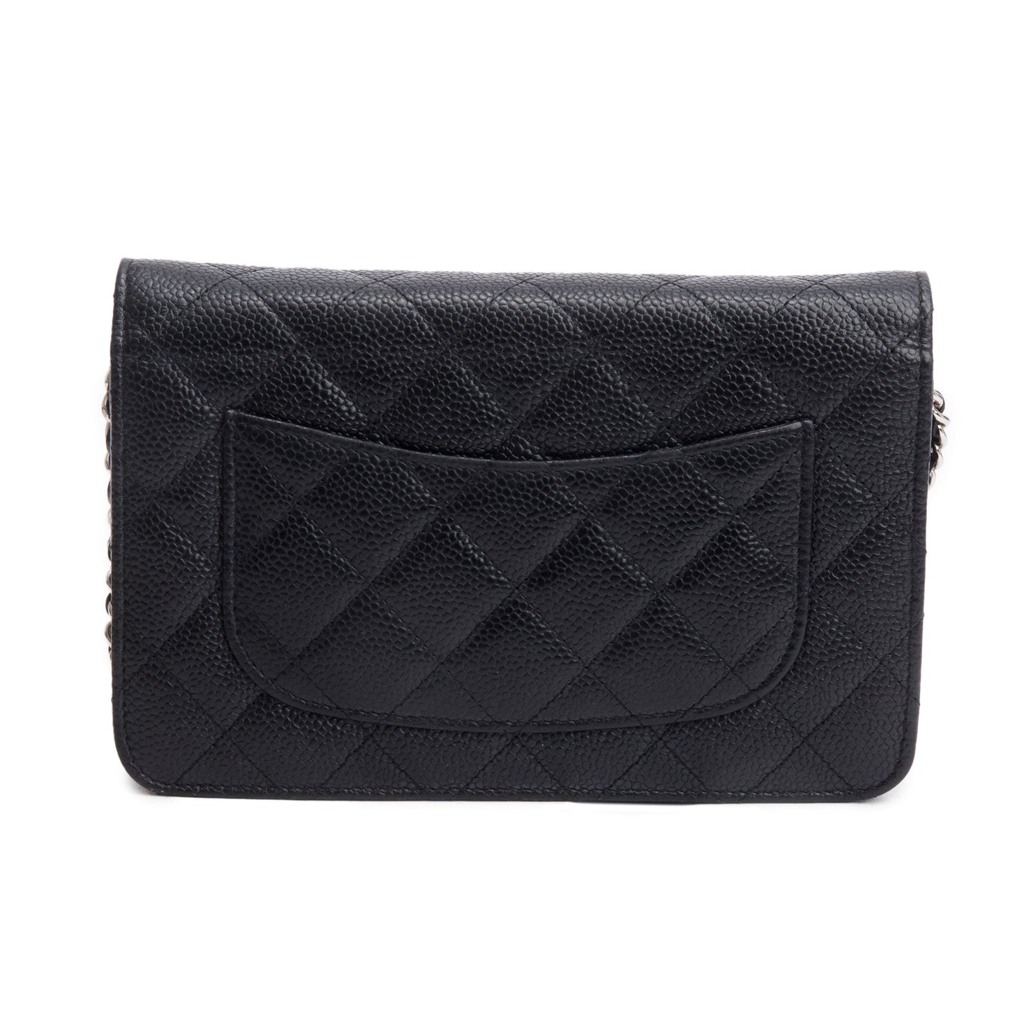 Chanel Black Quilted Caviar Leather Classic Wallet on Chain
