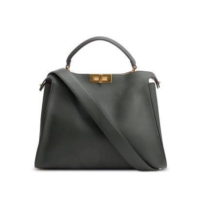 Fendi Green Soft Calfskin Leather Large Peekaboo Bag