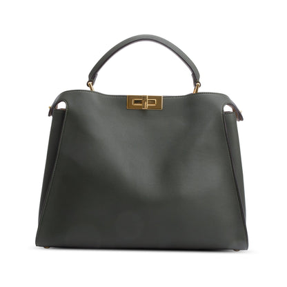 Fendi Green Soft Calfskin Leather Large Peekaboo Bag