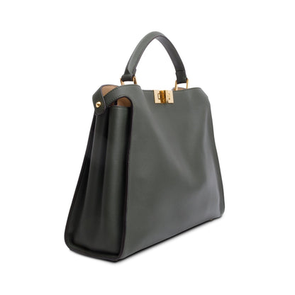 Fendi Green Soft Calfskin Leather Large Peekaboo Bag