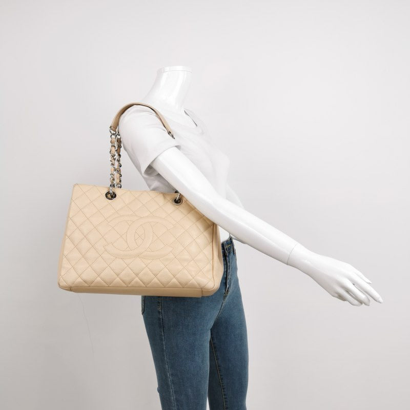 Chanel GST Grand Shopping Tote 2013 Beige Caviar Leather PM