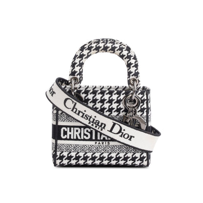 Christian Dior 2022 Black/White Houndstooth Canvas Mini Lady D-Lite Bag