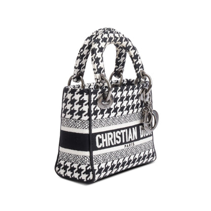Christian Dior 2022 Black/White Houndstooth Canvas Mini Lady D-Lite Bag