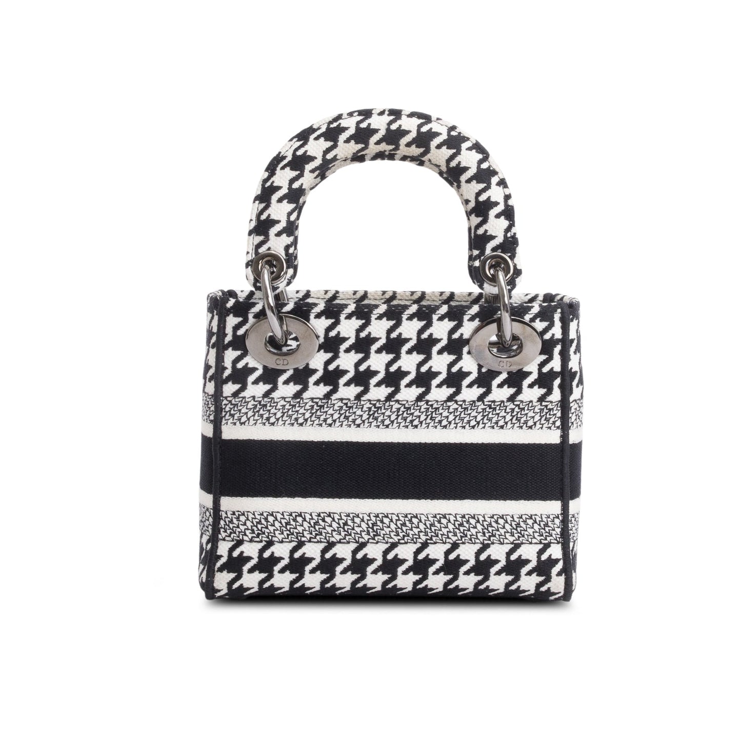 Christian Dior 2022 Black/White Houndstooth Canvas Mini Lady D-Lite Bag