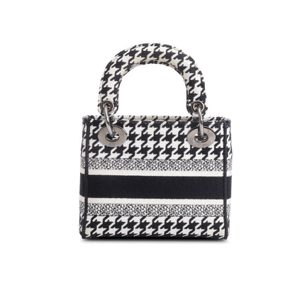Christian Dior 2022 Black/White Houndstooth Canvas Mini Lady D-Lite Bag