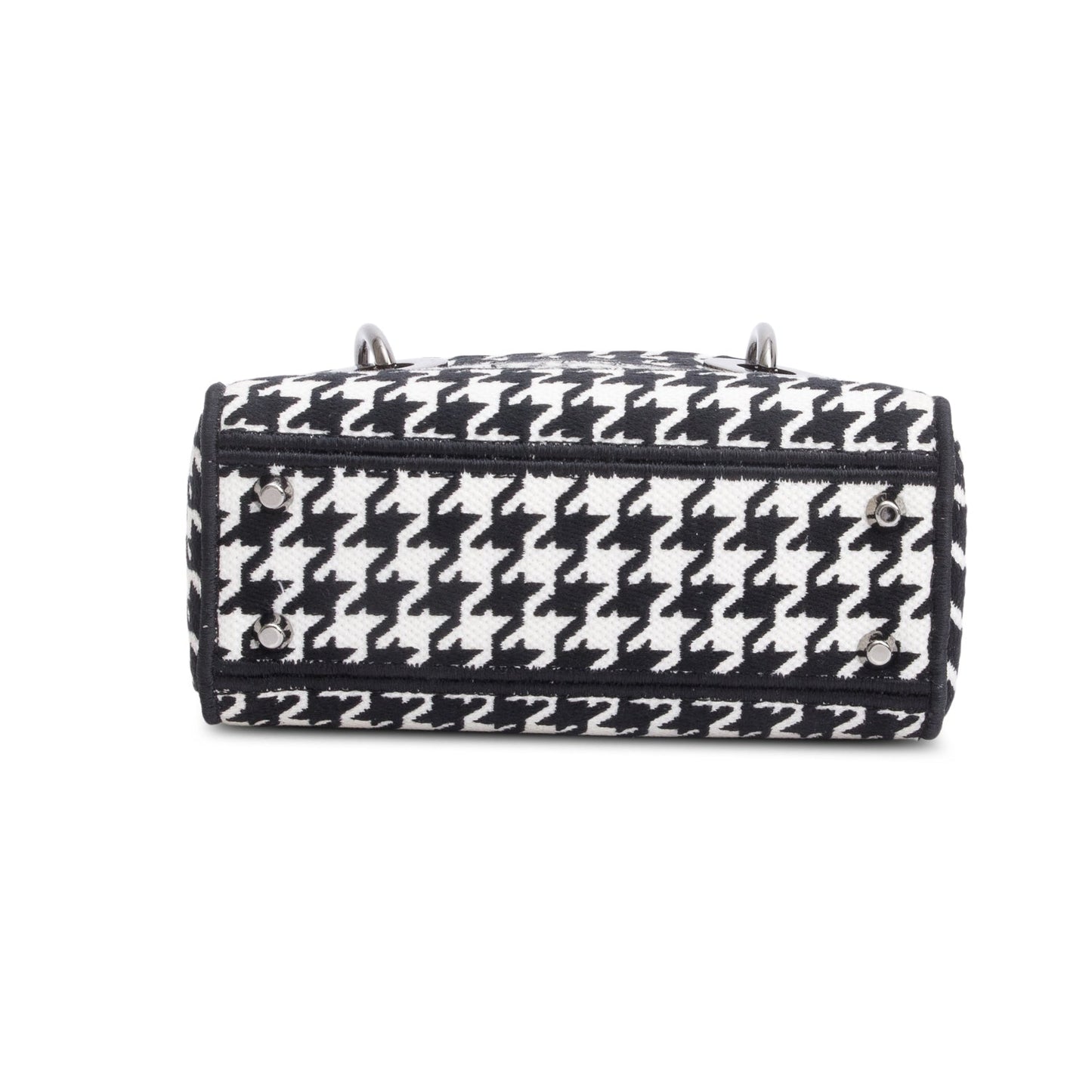 Christian Dior 2022 Black/White Houndstooth Canvas Mini Lady D-Lite Bag