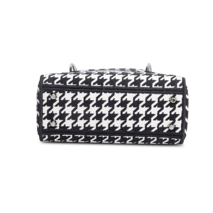 Christian Dior 2022 Black/White Houndstooth Canvas Mini Lady D-Lite Bag