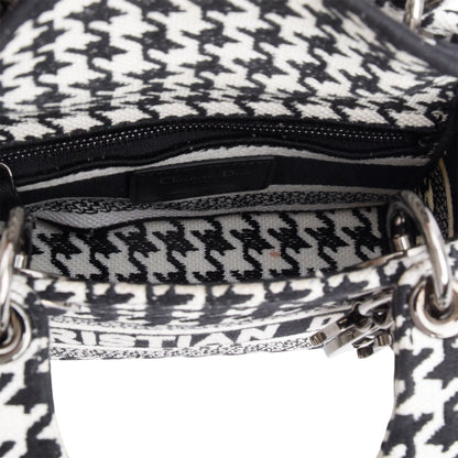 Christian Dior 2022 Black/White Houndstooth Canvas Mini Lady D-Lite Bag