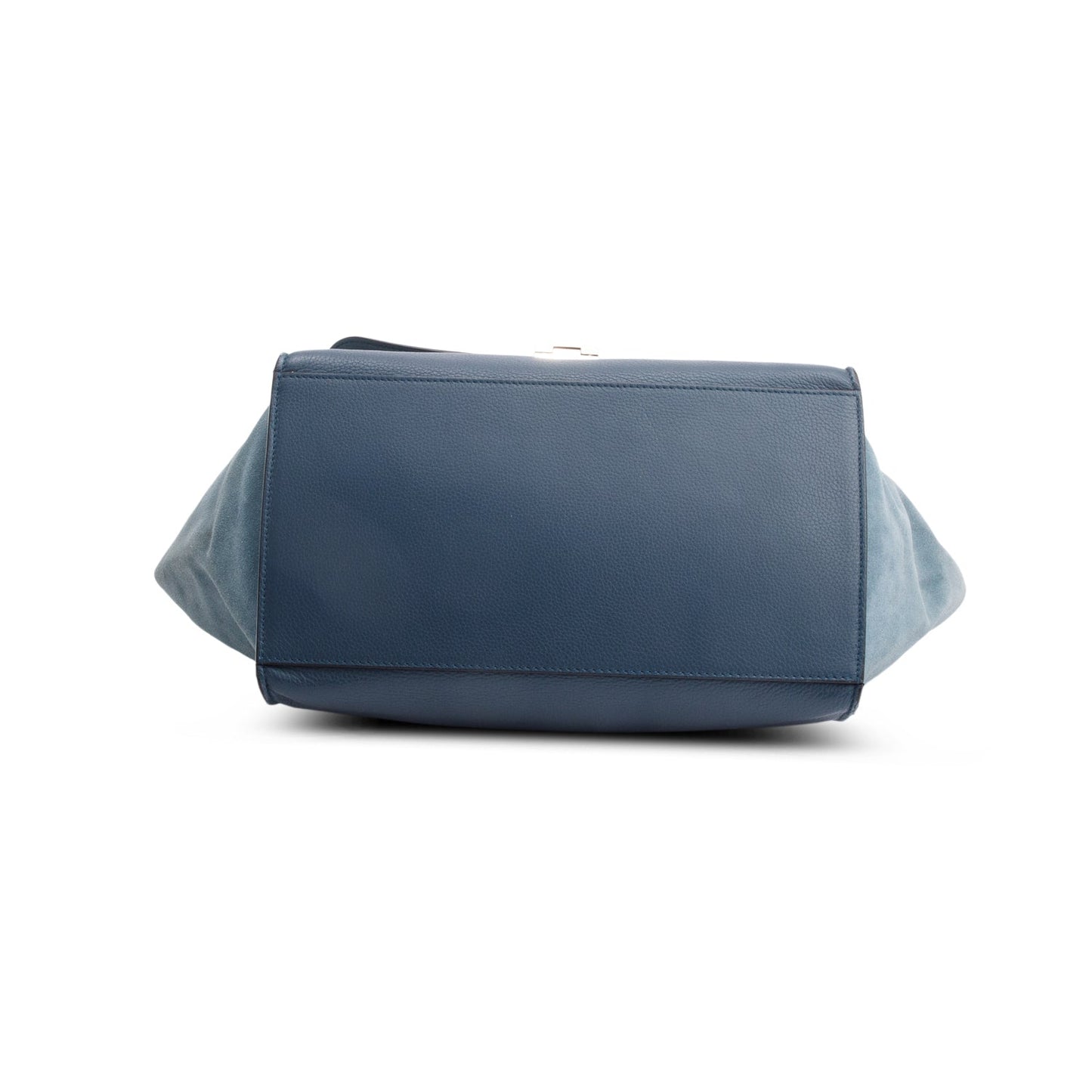 Celine Blue Calfskin Leather Suede Trim Medium Trapeze Bag