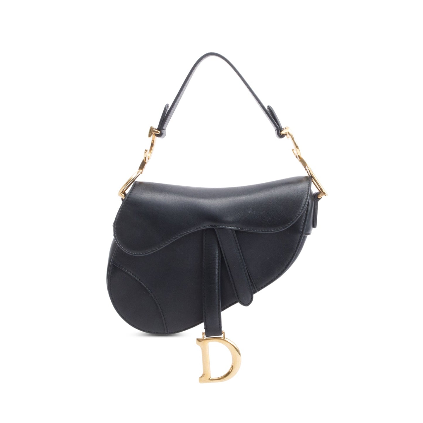 Christian Dior Black Calfskin Leather Mini Saddle Bag