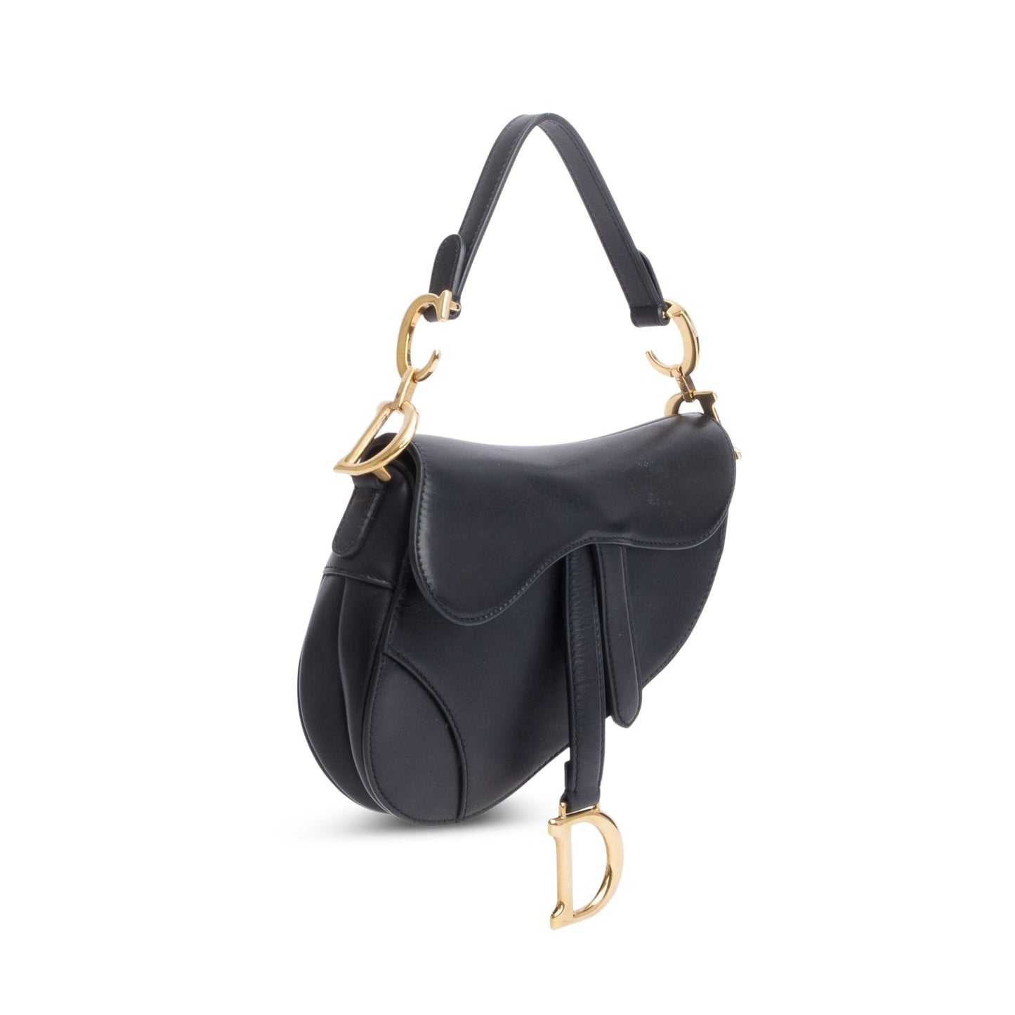 Christian Dior Black Calfskin Leather Mini Saddle Bag