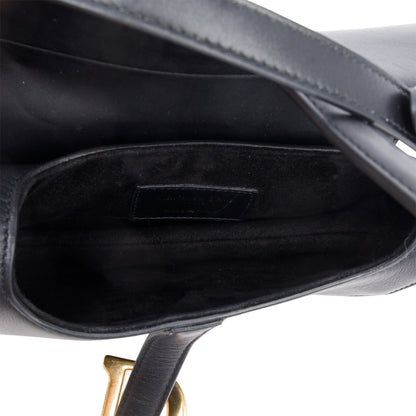 Christian Dior Black Calfskin Leather Mini Saddle Bag