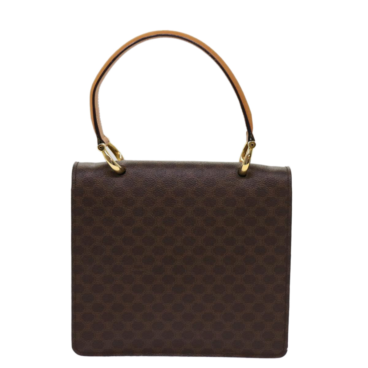 Luxury CELINE Macadam Canvas Hand Bag PVC Leather Brown  63307